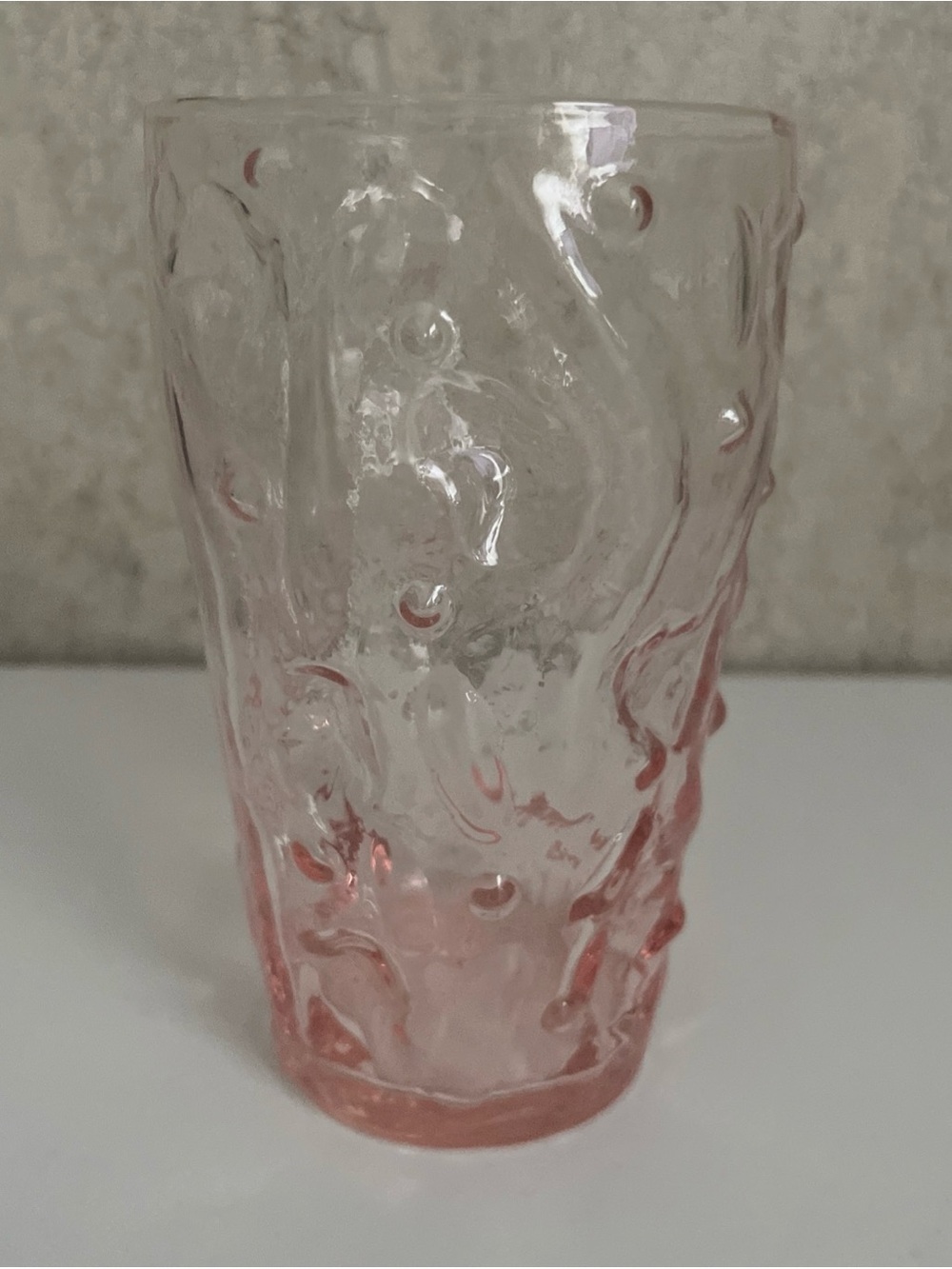 Vintage Seneca Morgantown Driftwood Crinkle Tumbler Heather Pink 1 Tea Glass